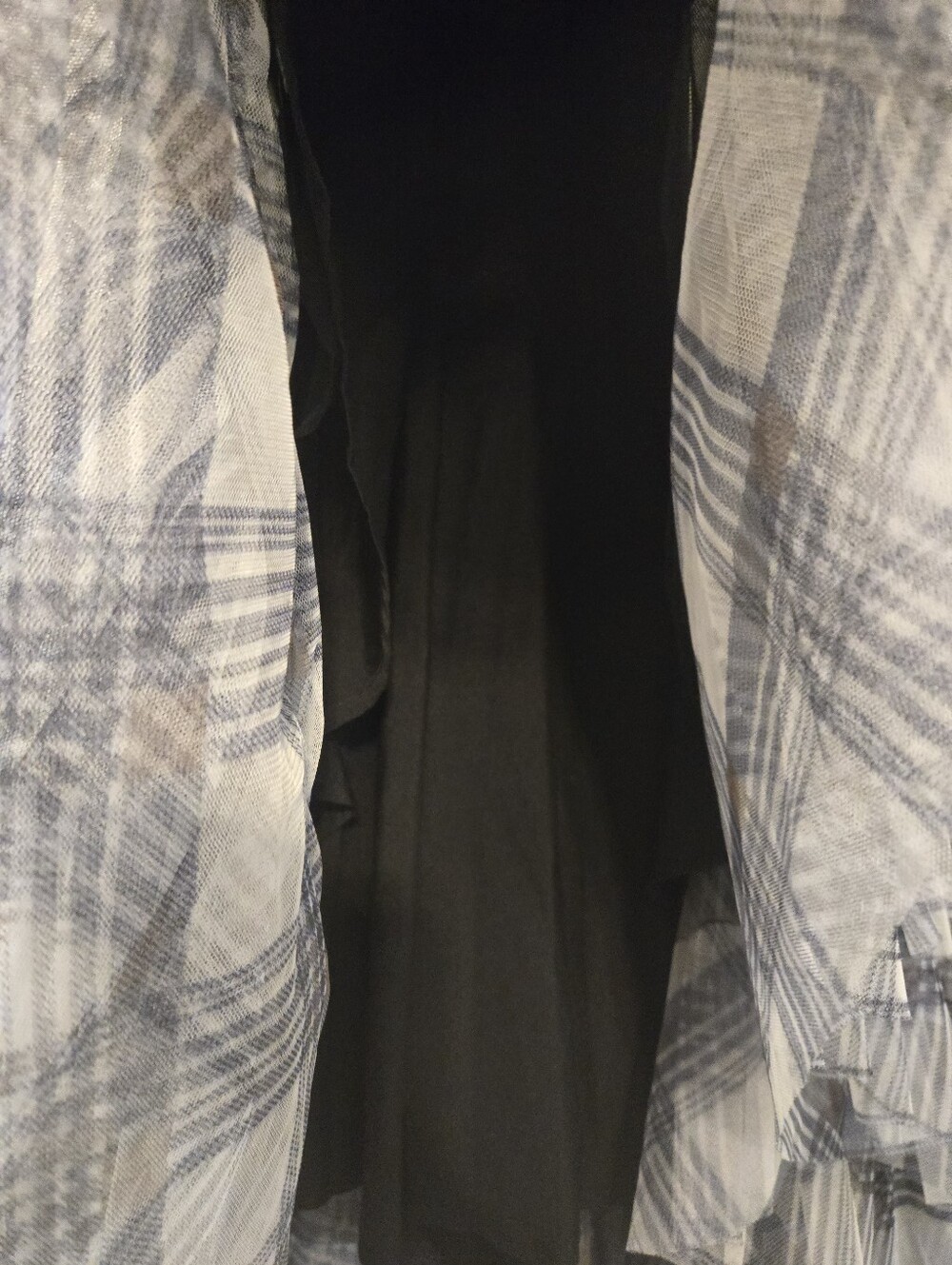 Kate Hewko Plaid High-Low Ruffle Tulle Skirt Gray Black One Size Statement - Picture 2 of 10